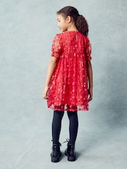 Red Sequin Mesh Flower Party Dress (3-16yrs) - Image 3 of 7