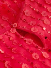 Red Sequin Mesh Flower Party Dress (3-16yrs) - Image 4 of 7
