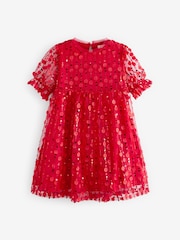 Red Sequin Mesh Flower Party Dress (3-16yrs) - Image 6 of 7