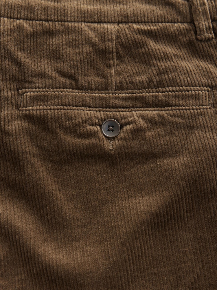Tan Brown Slim Fit Corduroy Chino Trousers - Image 9 of 9