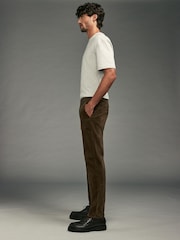 Tan Brown Slim Fit Corduroy Chino Trousers - Image 1 of 9