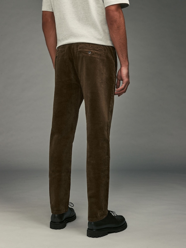 Tan Brown Slim Fit Corduroy Chino Trousers - Image 2 of 9