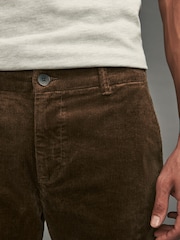 Tan Brown Slim Fit Corduroy Chino Trousers - Image 3 of 9