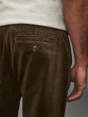 Tan Brown Slim Fit Corduroy Chino Trousers - Image 4 of 9