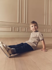 Tan Brown/Ecru Natural Short Sleeve Textured Polo Shirt (3mths-7yrs) - Image 2 of 7