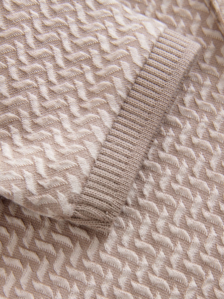 Tan Brown/Ecru Natural Short Sleeve Textured Polo Shirt (3mths-7yrs) - Image 7 of 7