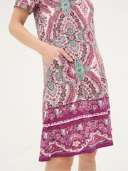 FatFace Purple Simone Detail Paisley Jersey Dress - Image 4 of 5