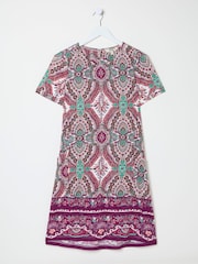 FatFace Purple Simone Detail Paisley Jersey Dress - Image 5 of 5