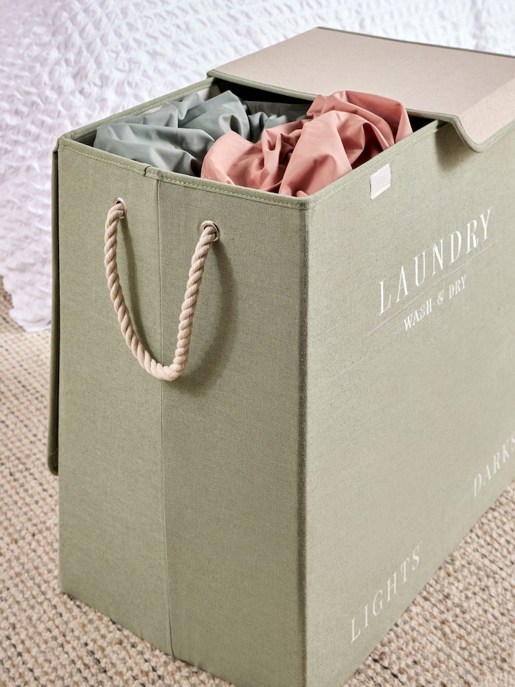 Sage Green Country  Laundry Sorter Basket - Image 2 of 5