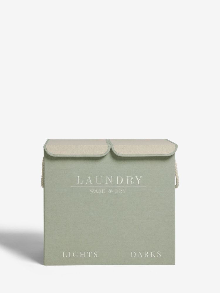 Sage Green Country  Laundry Sorter Basket - Image 3 of 5