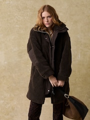 Chocolate Brown Waisted Teddy Borg Jacket - Image 3 of 8