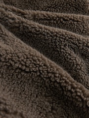 Chocolate Brown Waisted Teddy Borg Jacket - Image 7 of 8
