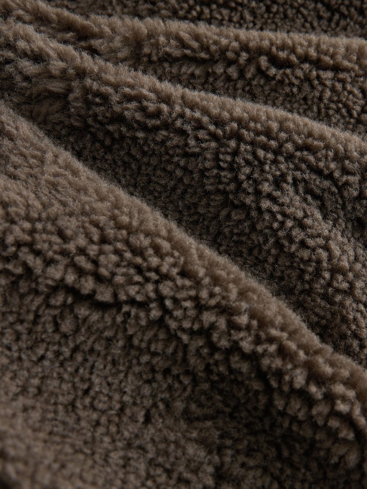 Chocolate Brown Waisted Teddy Borg Jacket - Image 8 of 8