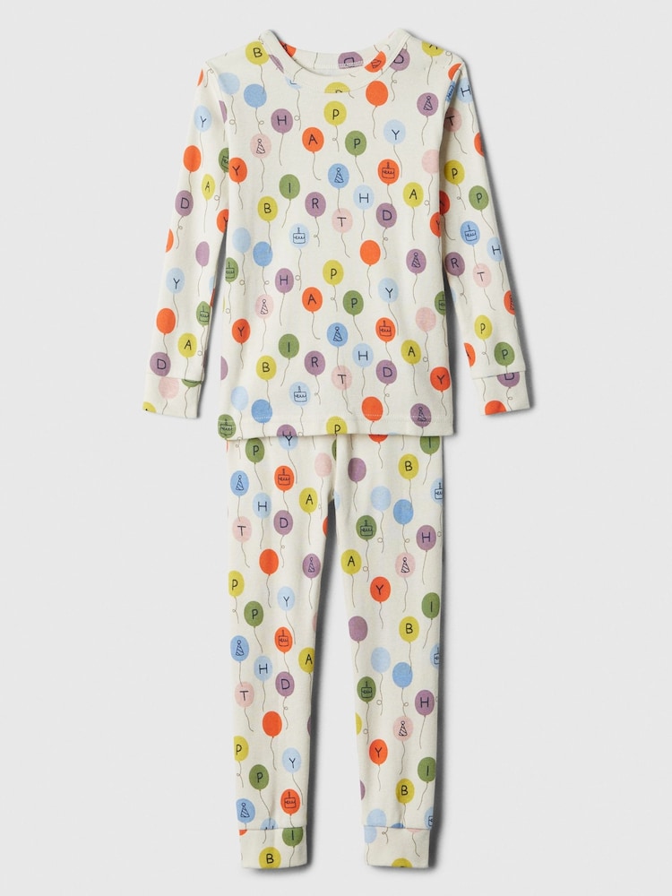 Gap Beige Happy Birthday Graphic Long Sleeve Pyjama Set (6mths-5yrs) - Image 1 of 3 Gap Beige Happy Birthday Graphic Long Sleeve Pyjama Set (6mths-5yrs) - Image 1 of 3