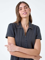 Roman Black 100% Cotton Denim Collared Dress - Image 4 of 5