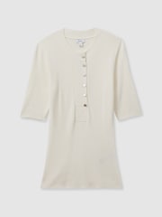 Reiss Ivory Emily Wool Blend Button Detail Top - Image 2 of 6