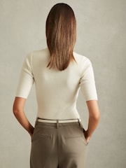 Reiss Ivory Emily Wool Blend Button Detail Top - Image 5 of 6
