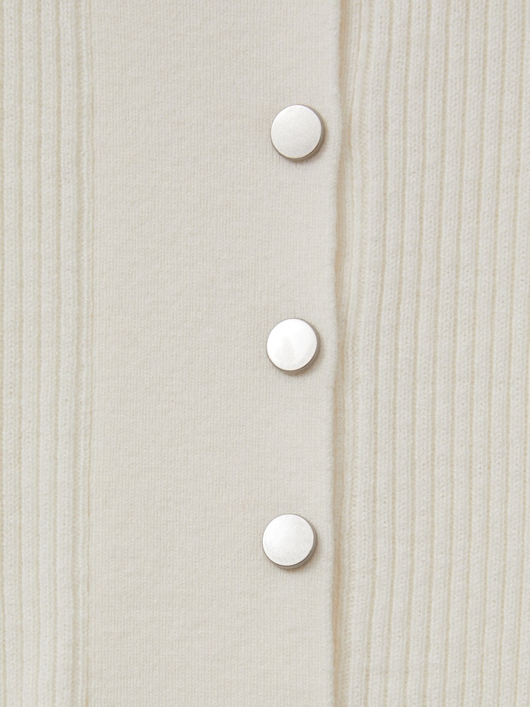 Reiss Ivory Emily Wool Blend Button Detail Top - Image 6 of 6