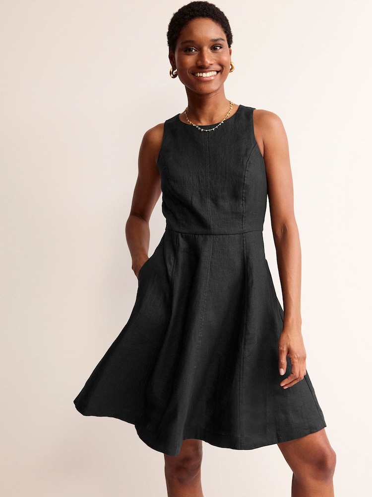 Boden Black Carla Linen Short Dress - Image 1 of 5