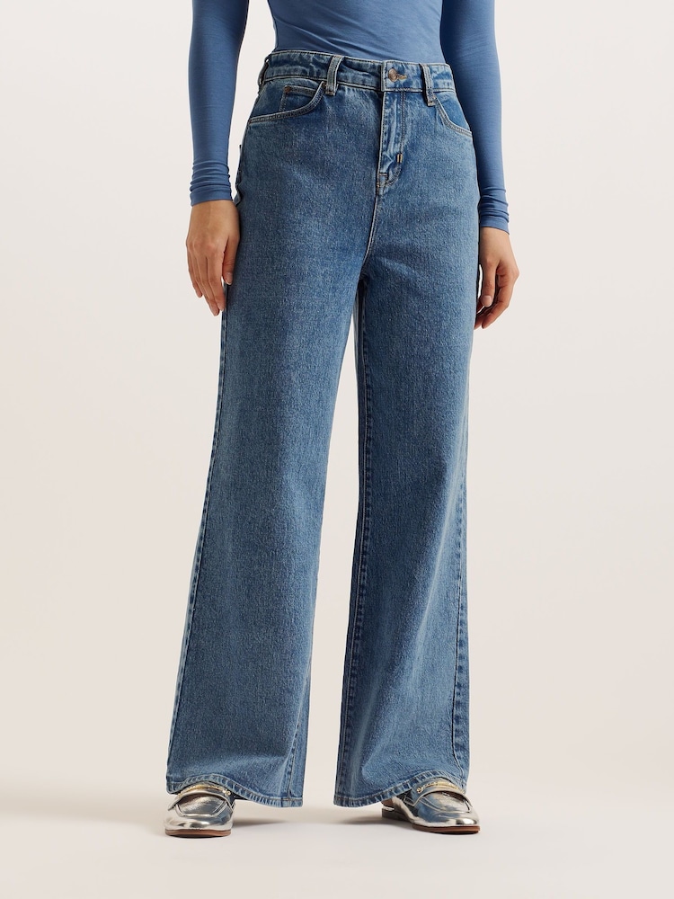 Ted Baker Blue Nass Wide Leg Denim Jeans - Image 2 of 5 Ted Baker Blue Nass Wide Leg Denim Jeans - Image 2 of 5