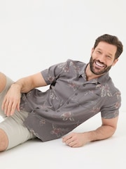 FatFace Brown Short Sleeve Hibiscus Print Shirt - Image 3 of 5