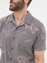 FatFace Brown Short Sleeve Hibiscus Print Shirt - Image 4 of 5