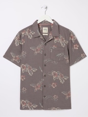 FatFace Brown Short Sleeve Hibiscus Print Shirt - Image 5 of 5