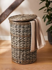 Grey Wicekr Laundry Basket Hamper - Image 1 of 5