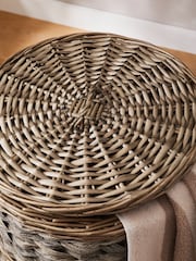 Grey Wicekr Laundry Basket Hamper - Image 2 of 5