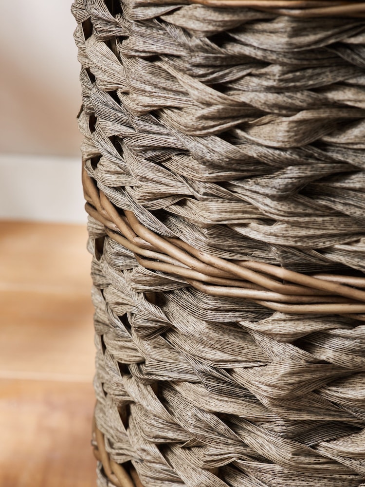 Grey Wicekr Laundry Basket Hamper - Image 3 of 5