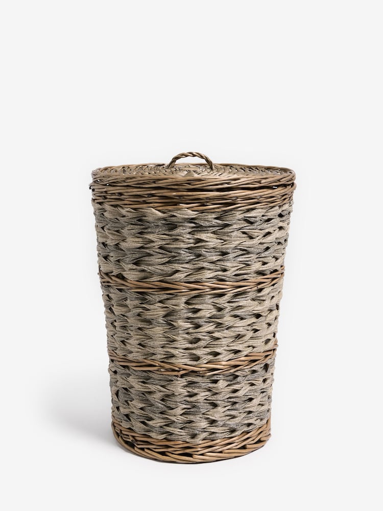 Grey Wicekr Laundry Basket Hamper - Image 4 of 5