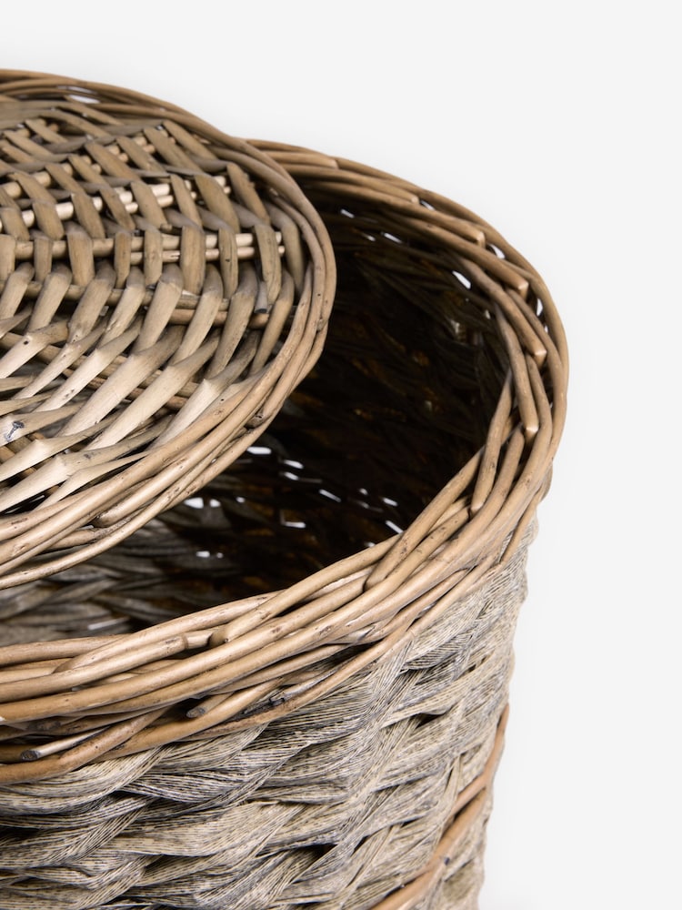 Grey Wicekr Laundry Basket Hamper - Image 5 of 5