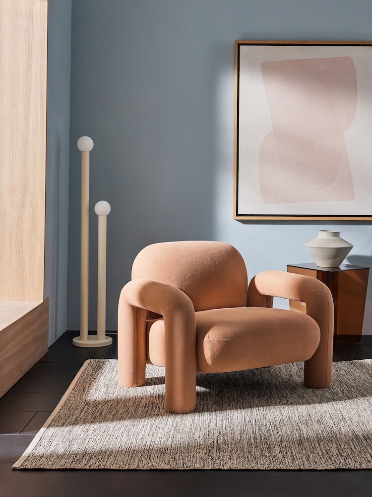 MADE.COM Tea Rose Pink Bobo Accent Chair in Velvet - Image 1 of 5