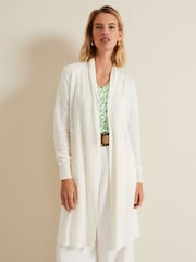 Phase Eight Cream Louise Linen Longline Cardigan - Image 1 of 6