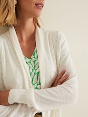 Phase Eight Cream Louise Linen Longline Cardigan - Image 3 of 6