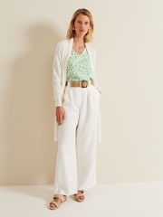 Phase Eight Cream Louise Linen Longline Cardigan - Image 4 of 6