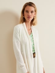 Phase Eight Cream Louise Linen Longline Cardigan - Image 5 of 6
