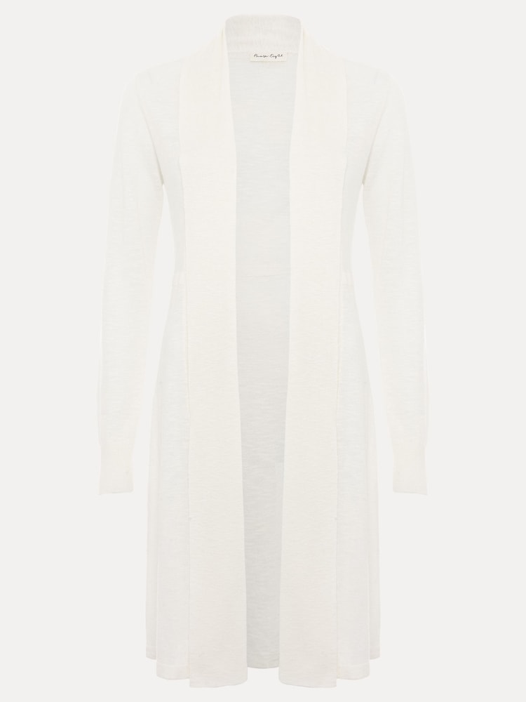Phase Eight Cream Louise Linen Longline Cardigan - Image 6 of 6