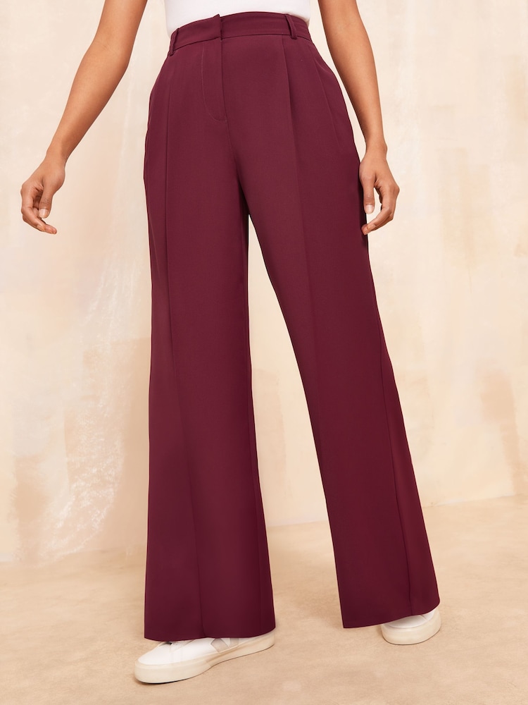 Friends Like These Red Premium Wide Leg Smart Trousers - Image 1 of 4