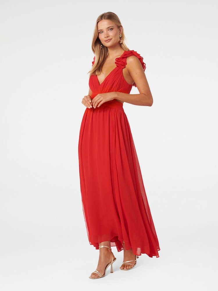 Forever New Red Selena Ruffle Shoulder Maxi Dress - Image 2 of 4