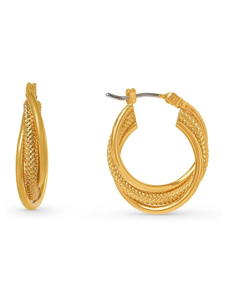 Orelia London Small 18k Gold Plating Interlocking Textured Hoops Earrings - Image 1 of 2
