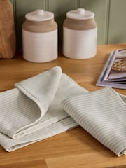 Set of 2 Natural Bronx Stripe Terry Tea Towels - Image 2 of 5