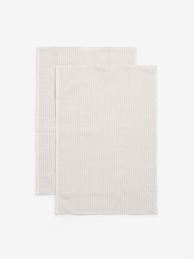 Set of 2 Natural Bronx Stripe Terry Tea Towels - Image 5 of 5