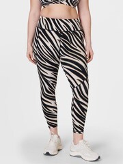 Sweaty Betty Black Waved Zebra Print Power Workout Leggings - Image 1 of 9