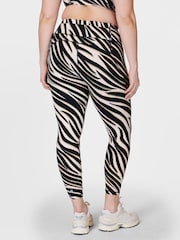 Sweaty Betty Black Waved Zebra Print Power Workout Leggings - Image 3 of 9