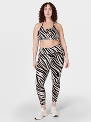 Sweaty Betty Black Waved Zebra Print Power Workout Leggings - Image 4 of 9
