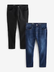 Blue Mid/Black Solid 2 Pack Skinny Fit Classic Stretch Jeans - Image 1 of 20