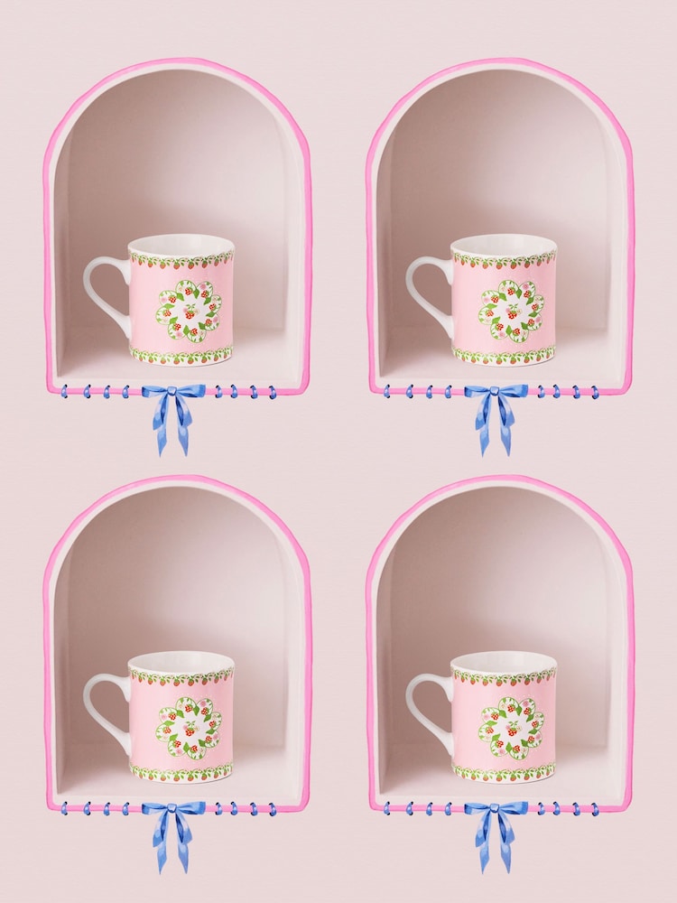 Cath Kidston Set of 4 Pink Strawberry Mollie Mugs - Image 1 of 4