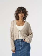 ONLY Grey Crochet Summer Tie Front Cardigan - Image 1 of 8