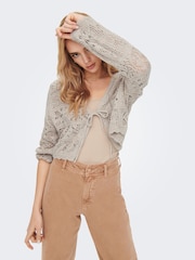 ONLY Grey Crochet Summer Tie Front Cardigan - Image 2 of 8